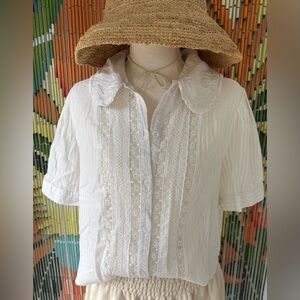 Ivory Lace Button Down Shirt